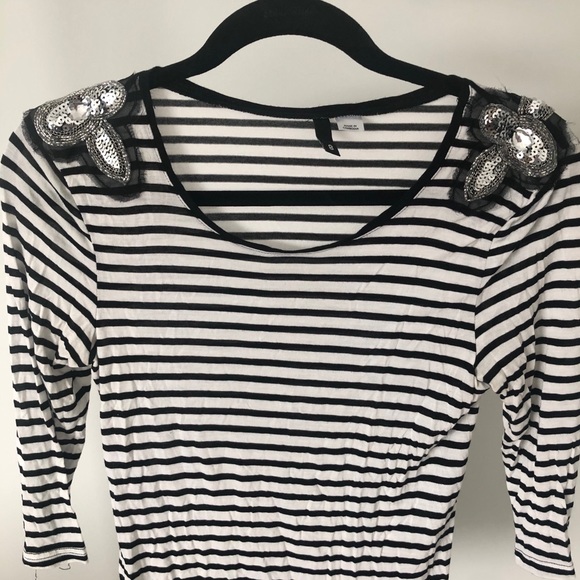 H&M striped shirt w/ jeweled sequins, Size 8 - Picture 2 of 8